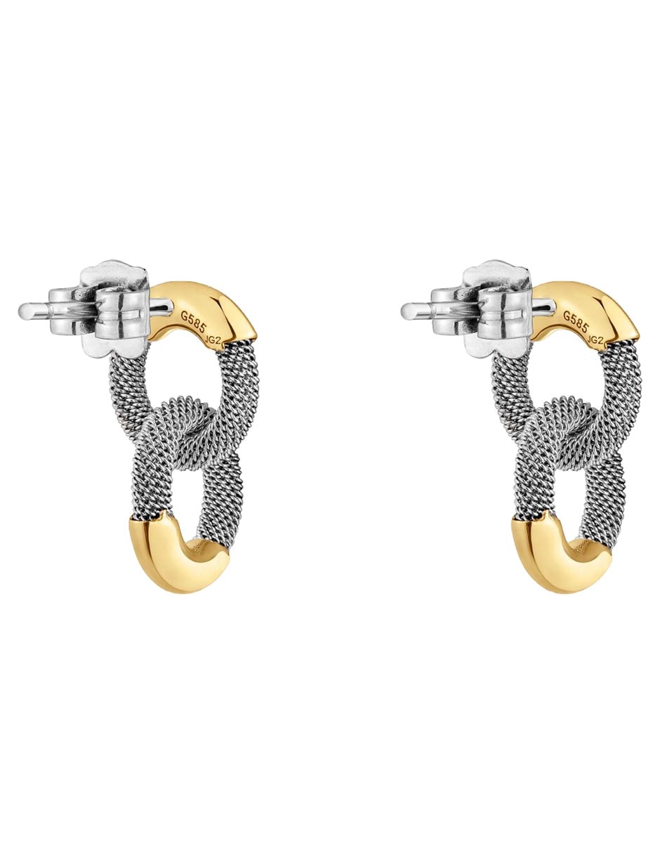 Aretes cortos Tous Tous Unlock de oro 14 K con acabado brillante